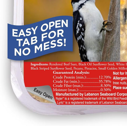 Lyric Supreme Wild Bird Seed Suet Cakes for Wild Birds, 12 oz. (12 Pack)