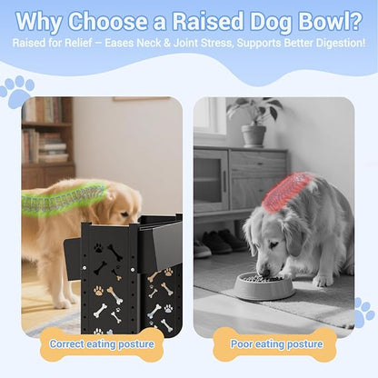 Elevated Dog Bowls for Large and Medium Dogs,(22 inch Tall), 8 Height Adjustable Tilted Raised Dog Bowl Stand with 2 Stainless Steel 1.3L(44oz) Bowls, Tall Pet Feeding Station for Large Breed Dogs