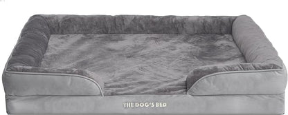 The Dog’s Bed, Orthopedic Standard Foam Waterproof Dog Bed with Standard Support, XXL Silver Grey Plush, Waterproof, Supportive Dog Bed with Replaceable Covers