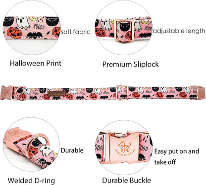 Elegant little tail Halloween Dog Collar, Autumn Pet Collar Durable Pink Dog Collars Male or Female Holiday Pet Gift Adjustable Dog Collar for X-Small Dogs