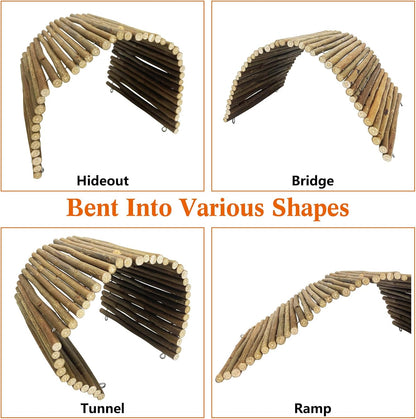 BNOSDM Large Reptile Hide Tortoise Hideout Bearded Dragon Wooden Bridge Snake Climbing Tunnel Habitat Decor for Lizards Spiders Gecko Ball Python