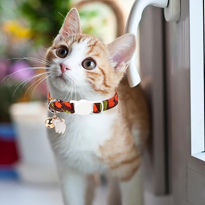 Unique style paws 2 Pack Kitten Collar Breakaway with Bell & Pendant, Adjustable Safety Cat Cotton Collars for Girl Boy Cats and Small Pets
