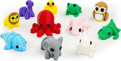 11 pcs Animal Figurines, 3D Printed Animal Figurines Set, Articulated, Party Favors, Pocket Fidget Toys Bulk, Goodie Bag Stuffers, Gifts for Boys Girls Toddlers, Office Desk Pets, Classroom rewards