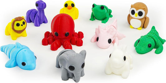 11 pcs Animal Figurines, 3D Printed Animal Figurines Set, Articulated, Party Favors, Pocket Fidget Toys Bulk, Goodie Bag Stuffers, Gifts for Boys Girls Toddlers, Office Desk Pets, Classroom rewards