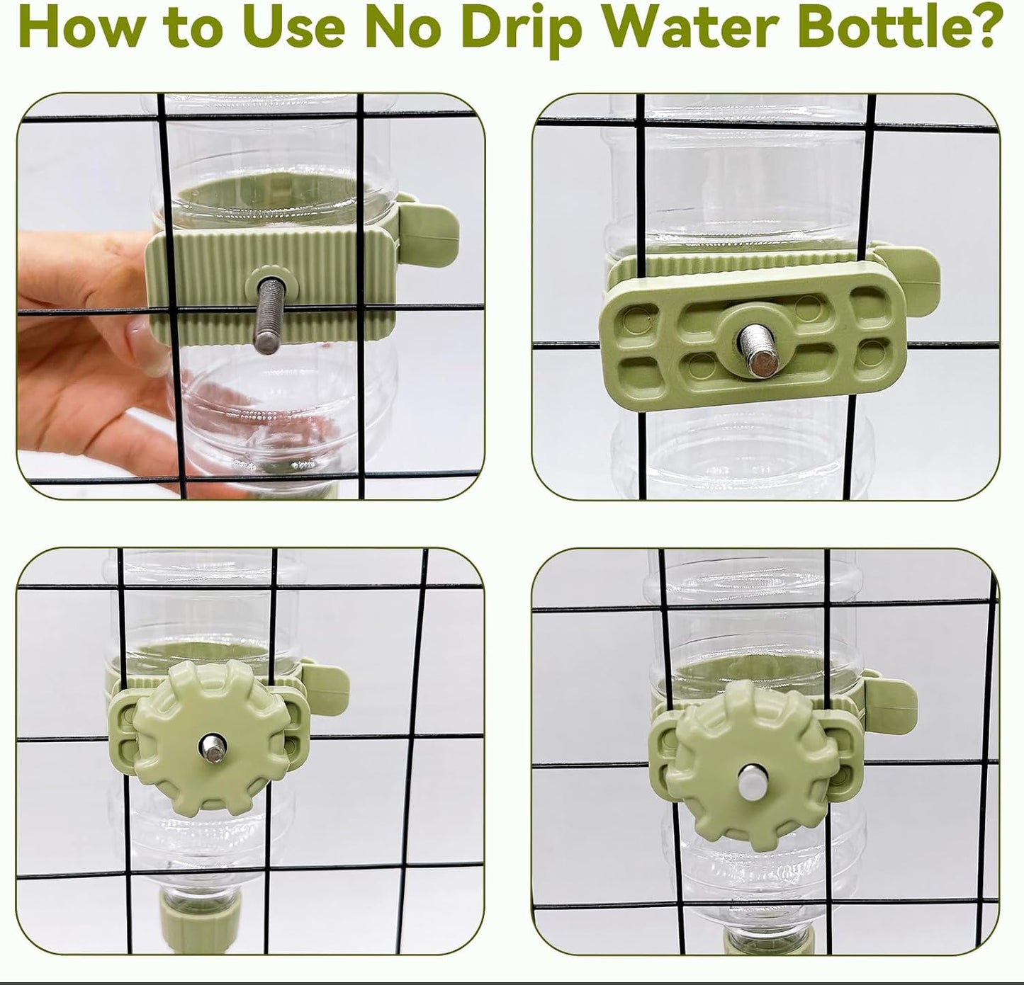 33oz Rabbit No Drip Water Bottle,Bunny Hanging Leakproof Water Dispenser,Guinea Pig Automatic Feeder,Ferret Cages Crate Accessories for Bunny Chinchilla Hedgehog Squirrels (Green)