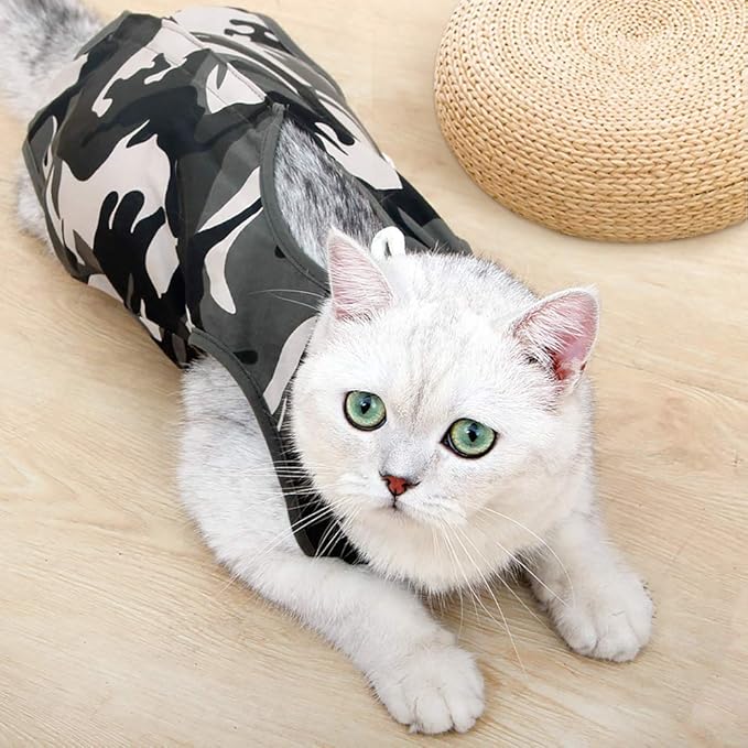 Cat Recovery Suit for Male and Female Surgical Post Surgery Soft Cone Onesie Shirt Clothes Neuter Licking Protective Diapers Outfit Cover Kitten Spay Collar(L, Camouflage)