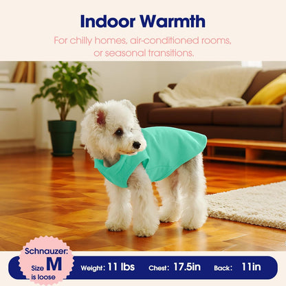 FUAMEY Dog Fleece Vest for Medium Dogs,Warm Stretchy Dog Sweatshirts Pullover with Leash Hole Dogs Sweater Soft Pet Turtleneck Cozy Pet Vest Lightweight Sleeveless Cyan M