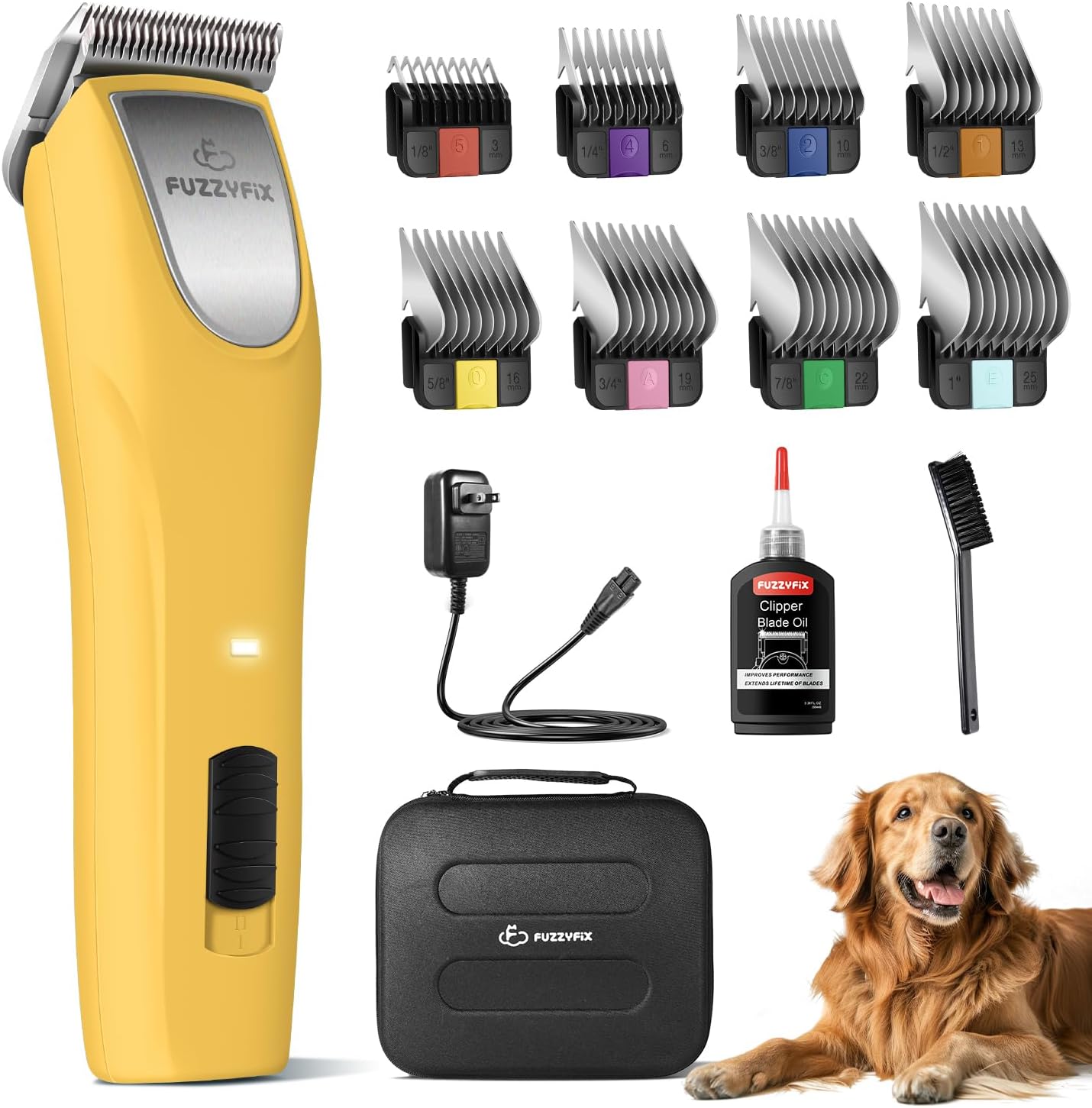 Professional Dog Clippers for Grooming, 2 Speed Pet Grooming Kit for Thick Curly Matted Coats, Low Noise Heavy Duty Cordless Hair Trimmer with Detachable Metal Blade