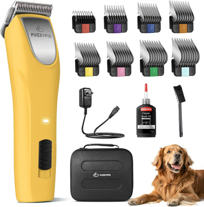 Professional Dog Clippers for Grooming, 2 Speed Pet Grooming Kit for Thick Curly Matted Coats, Low Noise Heavy Duty Cordless Hair Trimmer with Detachable Metal Blade