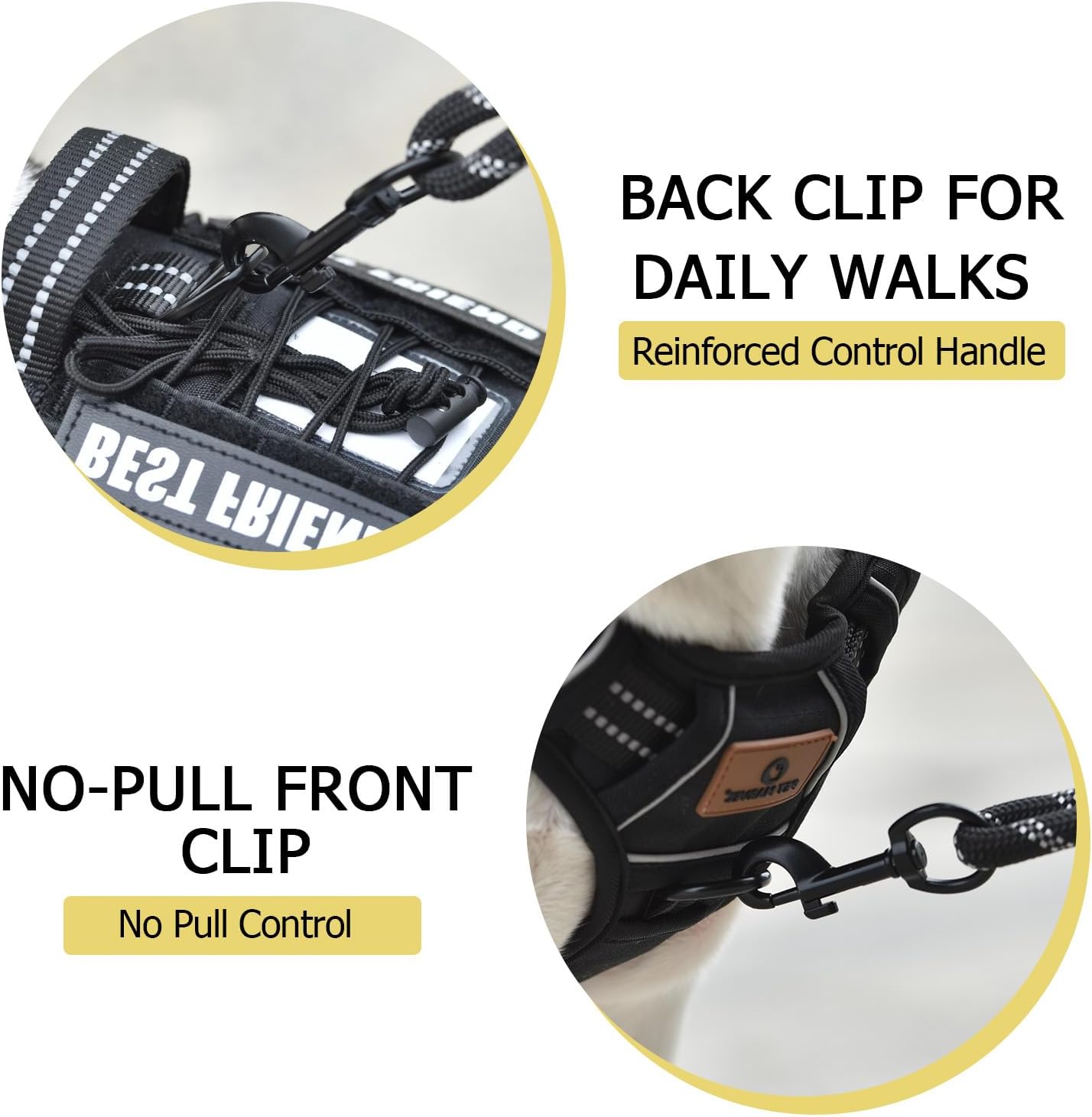 PET MARVEL Tactical Dog Harness for Large Size, No Pull Military Dog Vest with Easy Control Handle, Molle Hoop & Loop, Adjustable Reflective Reinforced Stich for Walking Training, Black