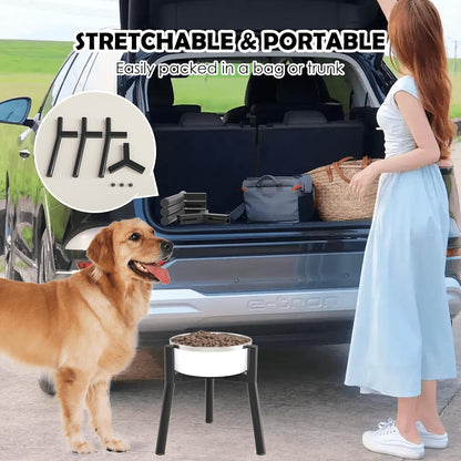 Dog Bowl Stand for Medium & Large Dogs, Adjustable Width 7-10.7", 11in Tall Elevated Dog Food Water, Bowl Not Included