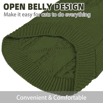 PUPTECK Winter Cat Sweater Coat - Soft Warm Cold Weather Clothes Knitwear for Kittens & Small Dogs Indoor Outdoor Wearing, Knitted Classic for Doggies Kitties Girls Boys, Dark Green, S