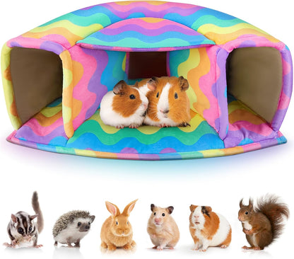Unicorn Catcher Guinea Pig Hideout - Large Cozy Bed, Warm House, Washable Tunnel Accessories for Small Pets: Hamster, Chinchilla, Bunny