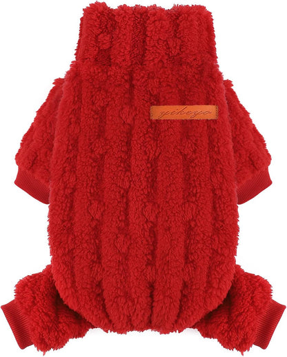 Dog Sweater for Small Dogs, XXS Dog Sweaters Turtleneck Doggie Pajamas Jumpsuits, Small Doggy Clothes Girl Boy, Cold Weather Puppy Onesie Outfits Yorkie Chihuahua Apparel,Red, XXS