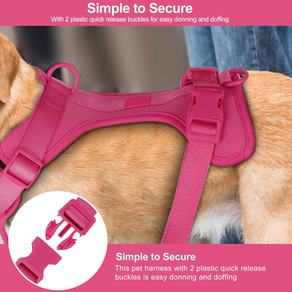 Wisedog No Pull Lightweight Dog Vest Harness with Soft and Comfortable Cushion, Breathable Mesh, for Small Medium Large Dogs Walking (M(Neck: 11.81"-18.11";Chest: 18.11"-27.95"), Peacock Pink)