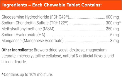 Nutramax Cosequin Maximum Strength Joint Health Supplement for Dogs - With Glucosamine, Chondroitin, and MSM, 60 Chewable Tablets