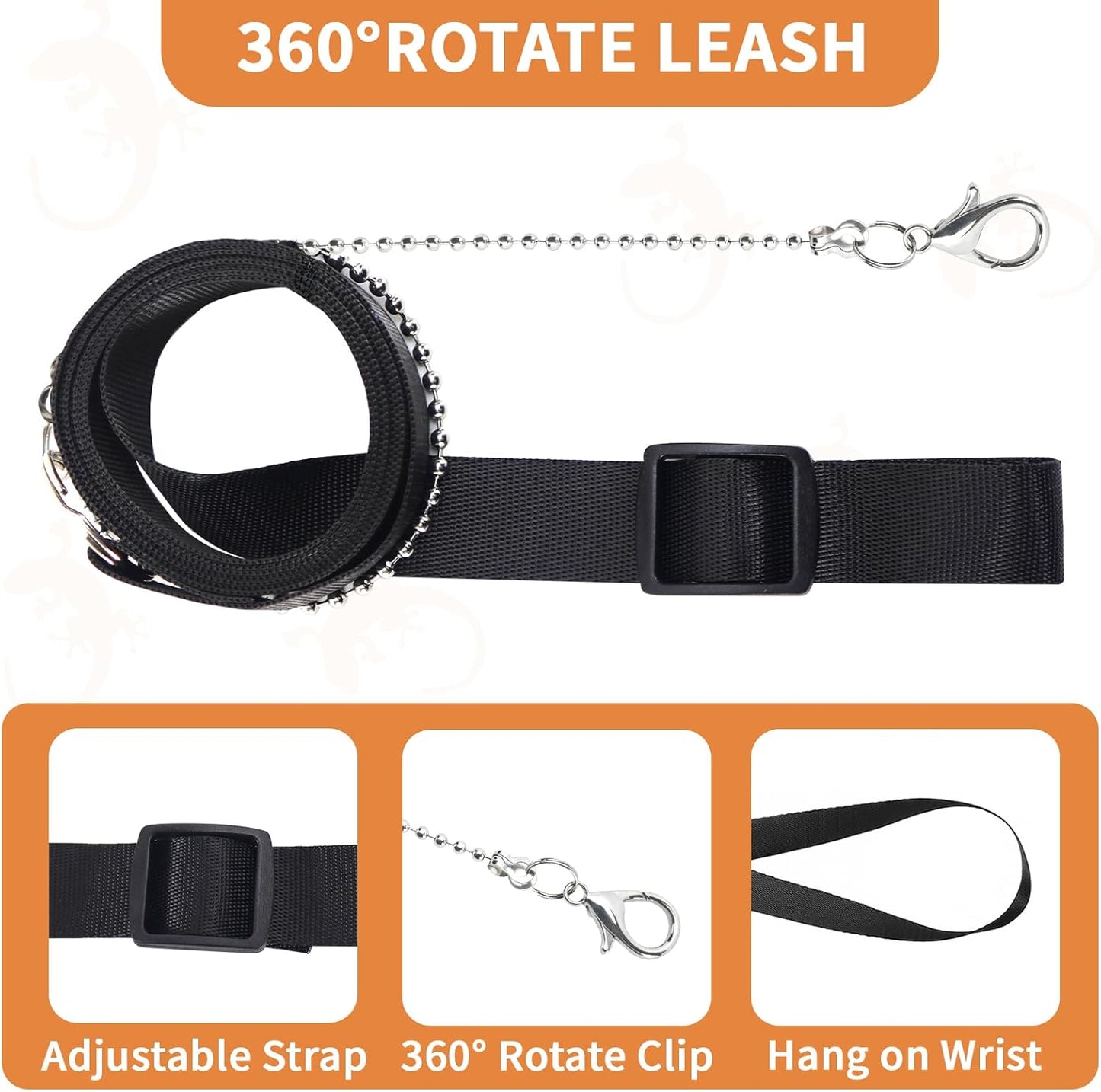 3 Pack Bearded Dragon Leash and Harness Set for Small Animals, 6.5FT Leash with 3 Sizes Adjustable Harness for Lizard Walking Adventure, Soft Vest Clothes for Squirrel Reptile Lovers -Brown