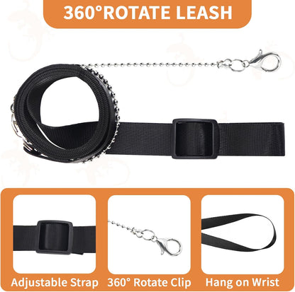 3 Pack Bearded Dragon Leash and Harness Set for Small Animals, 6.5FT Leash with 3 Sizes Adjustable Harness for Lizard Walking Adventure, Soft Vest Clothes for Squirrel Reptile Lovers -Brown