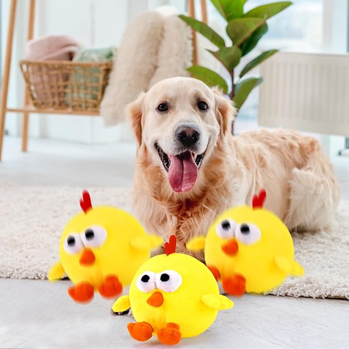 BABORUI Interactive Dog Toys, Crazy Jumping Chicken Dog Toy with Recording and Music Modes, Rechargeable Moving Squeaky Dog Toys for Small/Medium/Large Dogs to Keep Them Busy