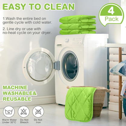 4 Pack Self Heating Cat Pad Self Warming Dog Mat Reflects Body Heat Extra Warm Thermal Pet Pad Washable Dog Cat Bed Crate Bed Mat Blanket(16 x 20 Inch,Green)