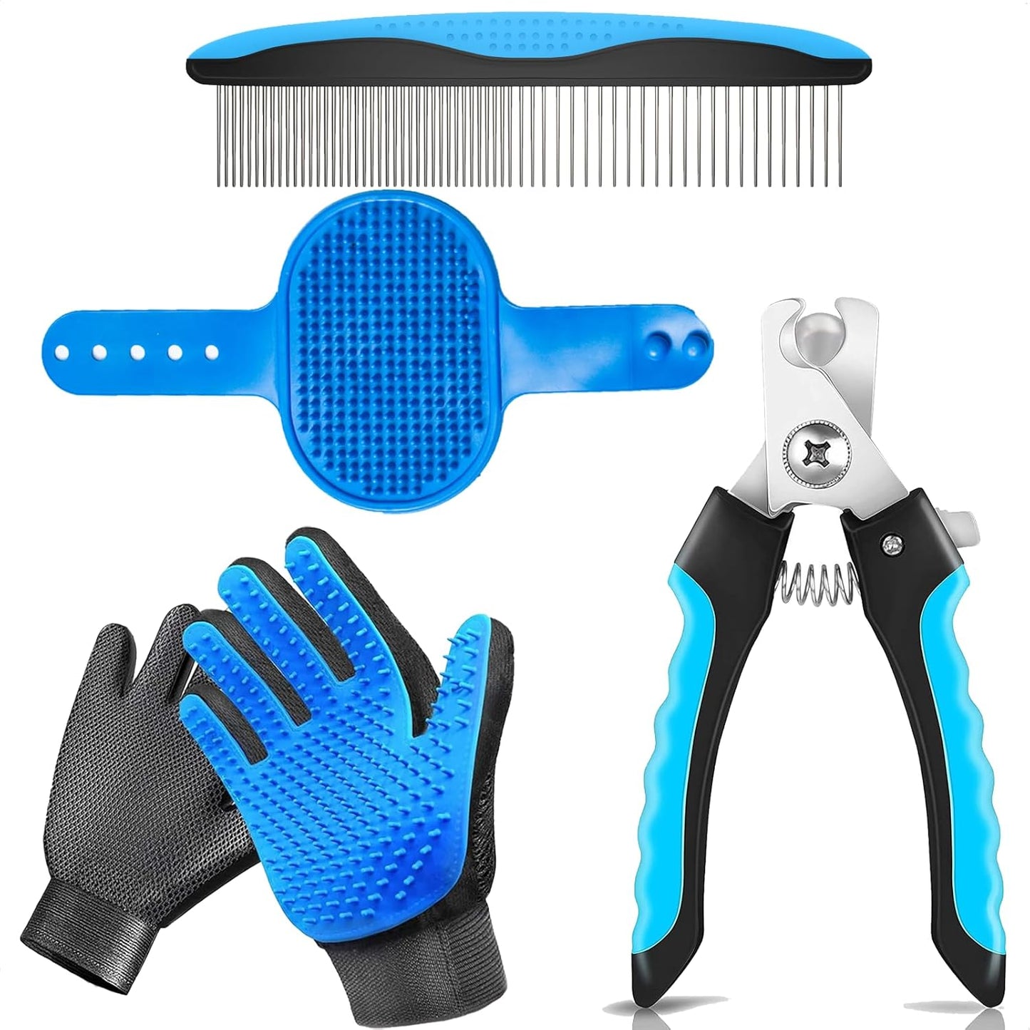 5-in-1 Pet Grooming Kit: Deshedding Rake, Nail Clipper, Grooming Gloves & Massage Brush for Dogs and Cats (Nail Clipper Set)