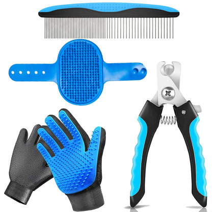 5-in-1 Pet Grooming Kit: Deshedding Rake, Nail Clipper, Grooming Gloves & Massage Brush for Dogs and Cats (Nail Clipper Set)