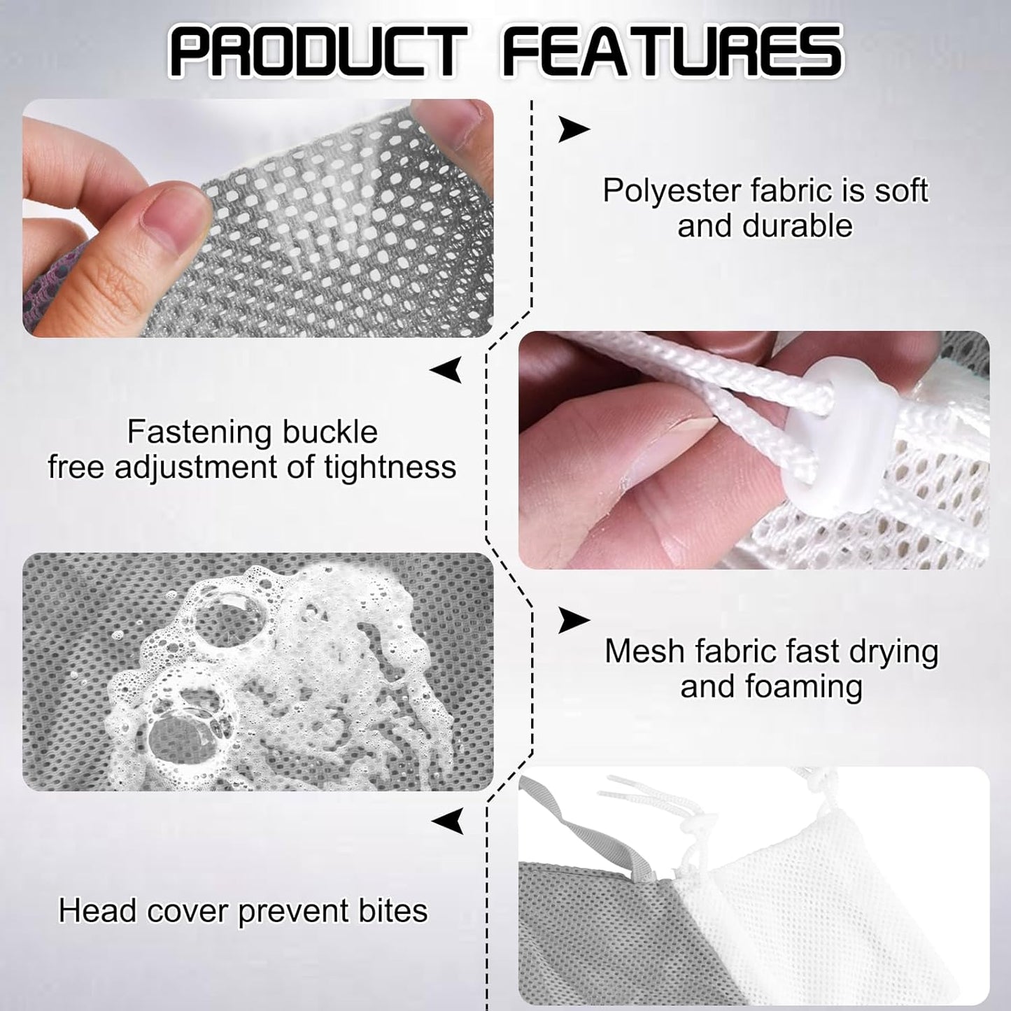 FANOVO Cat Mesh Bathing Bag, Adjustable Cat Bath Bag with Nail Clipper, Bath Brush, Nail File & Comb, Anti-Scratch Shower Bag for Pet Grooming, Bathing & Restraint, Durable Washing Bag for Cats