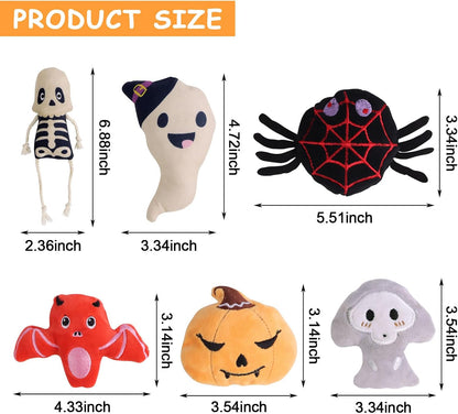FOIMAS Halloween Catnip Toys,Pumpkin Ghost Catnip Toy Chew Bite Plush Toy for Cat Interactive, Pack of 6