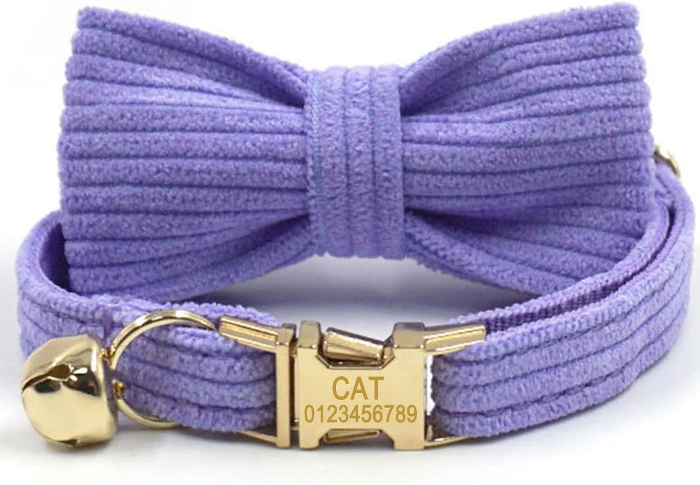Personalized Cat Collar with Bells,Velvet Customized Small Cat Collar with Name Tag,Pet Collar with Name Phone Number Engraved ID Tags for Boy and Girl Kitten Cats (Taro Purple)