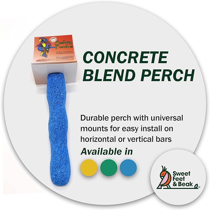 Sweet Feet and Beak Comfort Grip Safety Perch for Bird Cages - Pedicure Perch for Birds to Keep Nails and Beaks in Top Condition - Safe Easy to Install Bird Cage Accessories - Small 6.5"