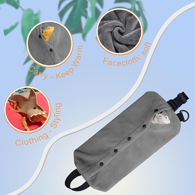 Bearded Dragon Carrier Set, Reptile Carrier Kit Includes Bearded Leash, Shark Costume, Bearded Dragon Harness Vest with Costume for Small Pets Travel