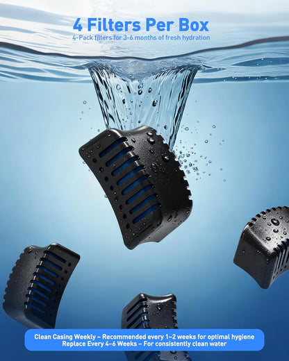 Dog Water Dispenser Filters Replacement, 4 Pack Gravity Pet Water Bowl Filters Fit for 2.4 Gal Automatic Dog Cat Water Dispenser, 6 Filtration Pet Fountain Filter Replacement