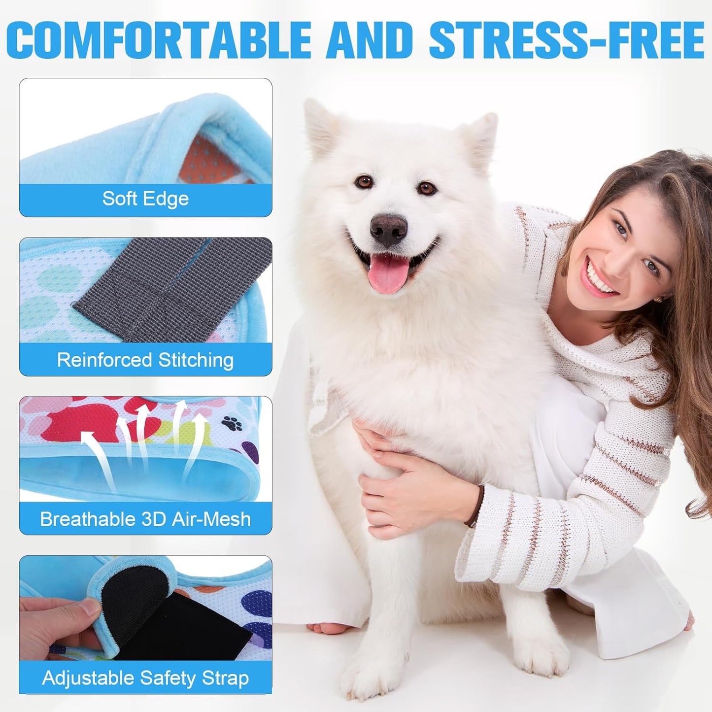 PAWCHIE Dog Grooming Hammock Harness for Dogs & Cats with Pet Nail Clipper Trimmer - Cat Hanger Sling for Trimming Clipping Nails- Dog Hammock Restraint Bag for Small Medium Large Dog, Blue S