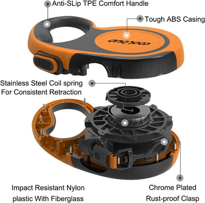 Retractable Dog Leash, 16ft Pet Walking Leash for Medium Dogs up to 66 lbs, One Button Break & Lock, Heavy Duty, Strong Nylon Tape, Tangle-Free (Orange, Medium)