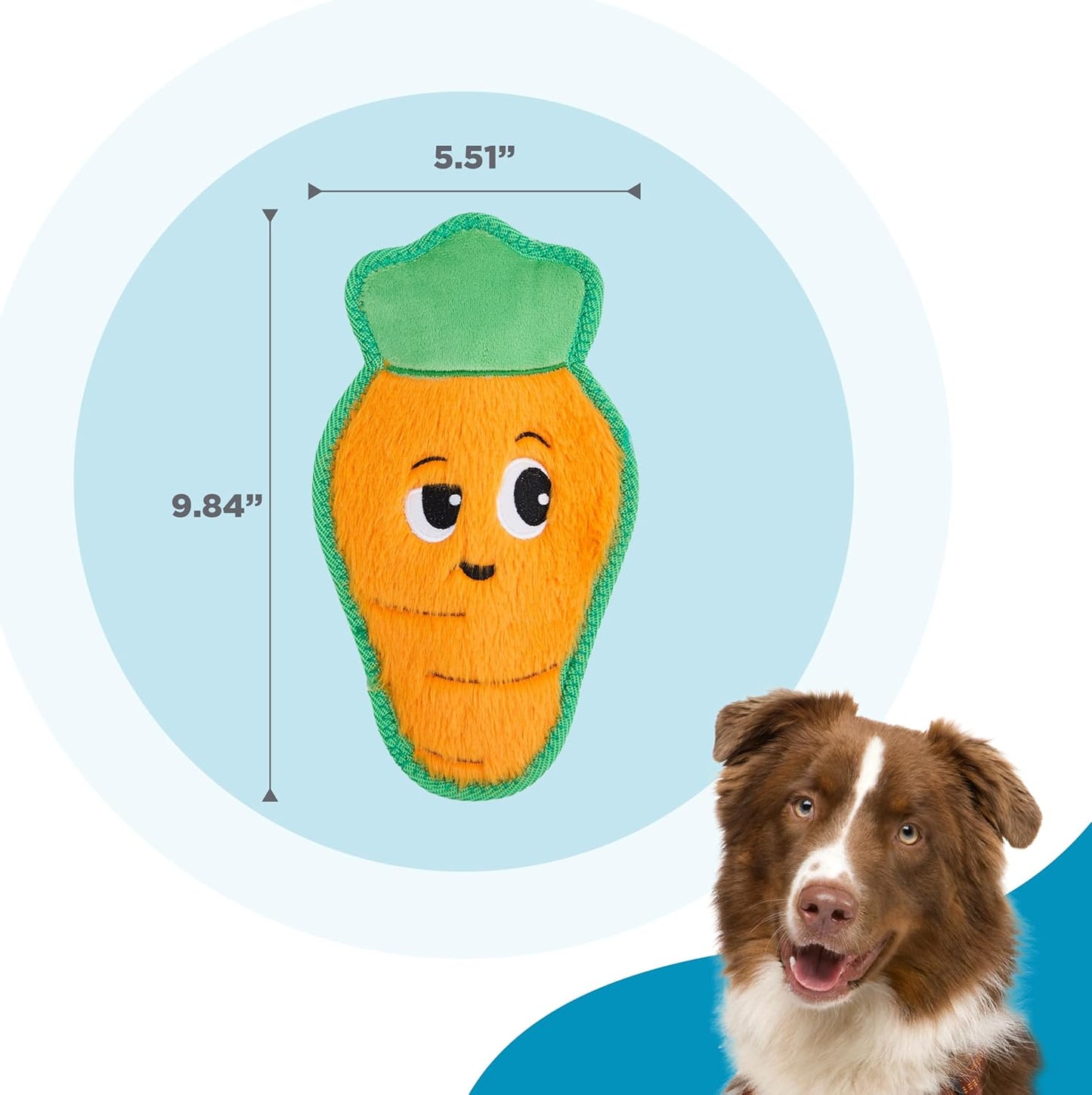 Outward Hound Tough Skinz Durable Squeaky Dog Toy with Two Tough Layers, Carrot, Multicolor, Medium