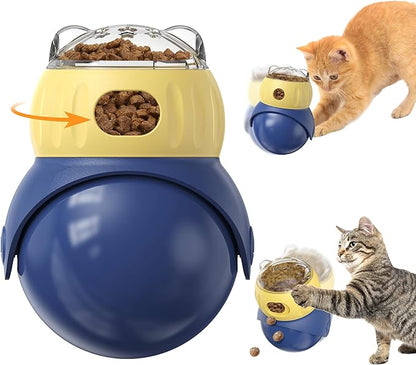 Cat Interactive Puzzle Toy, Adjustable Treat Dispenser for Indoor Cats, Safe Material Kitty Enrichment Toy for IQ Training, Mental Stimulation, Relieve Boredom, Gifts