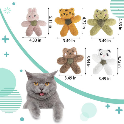 Cat Toys with Catnip Kitten Chew Bite Supplies Boredom Relief Fluffy Kitty Teeth Cleaning Chewing Cat Lovers Interactive Plush Gift (Bear&Bear)