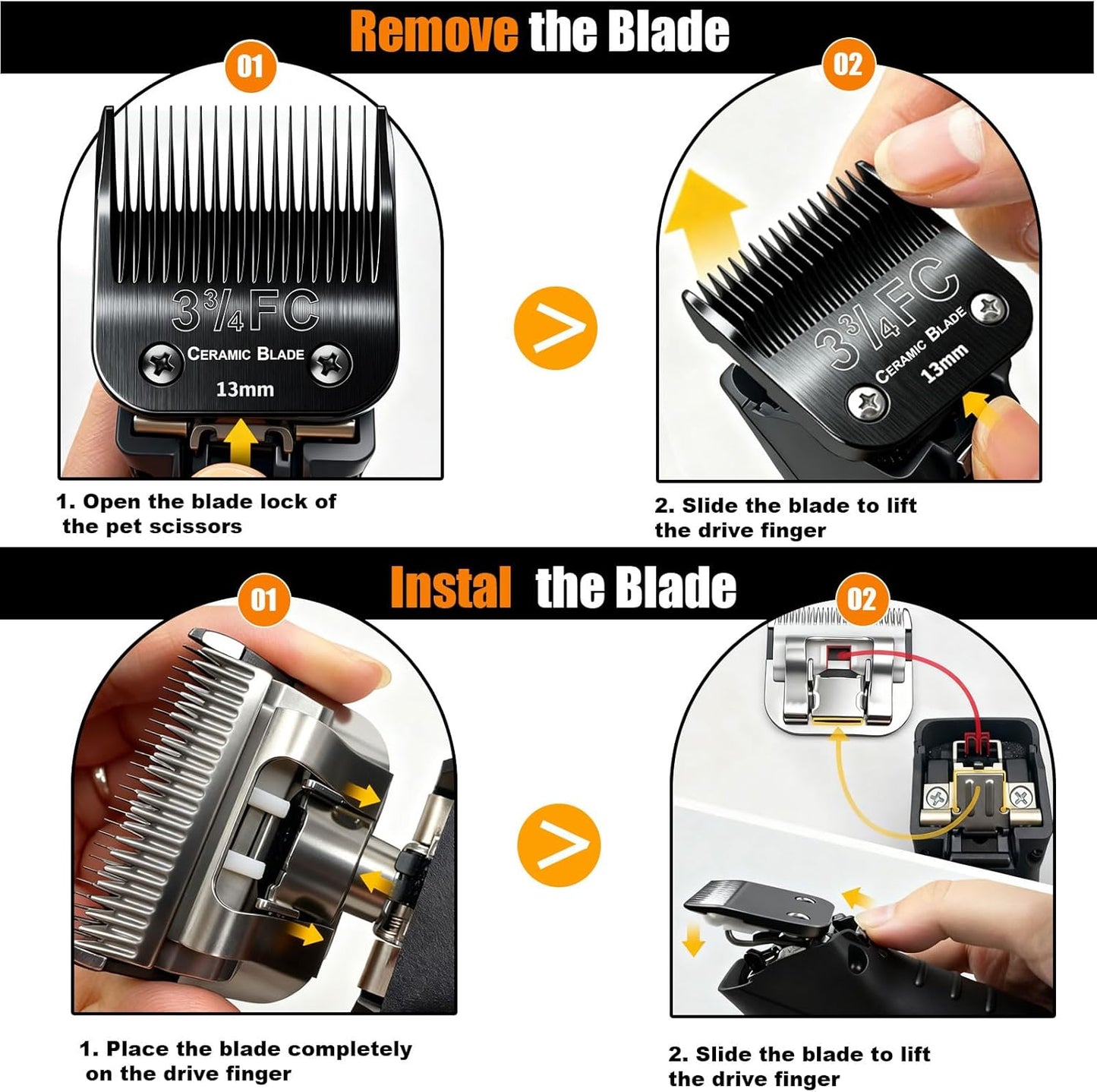 Dog Grooming Clipper Blades Replacement Compatible with Andis Dog Clippers,Most OsterA5, Wahl KM Series Pet Clippers (Black(3FC))