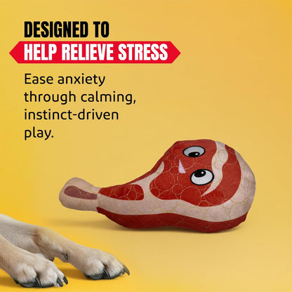 Bite Force - Durable & Strong Dog Toy Ribby with Squeaker, Kevlar-Reinforced Seams for Aggressive chewers- Red.