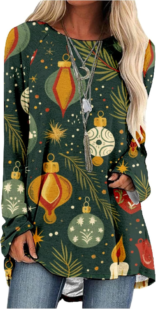 MARSVOVO Women Novelty Graphic Plus Size Sweater Crewneck Long Sleeve Cute Printed Loose Fit Casual Fall Sweaters Top