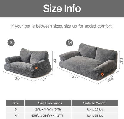 MEWOOFUN Dog Beds for Small Medium Dogs with Removable Washable Cover, Fluffy Dog Sofa with Non-Slip Bottom (Dark Grey, 33.5" L X 25.6" W X 11.5" Th)