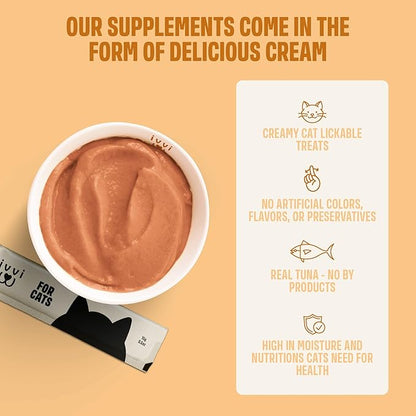 Skin & Coat for Cats – Functional Creamy Snack with Salmon Oil, Algae Oil, Zinc, Collagen & Biotin – Supports Skin and Fur Health – 30 x 0.53 oz Sachets – with Real Tuna