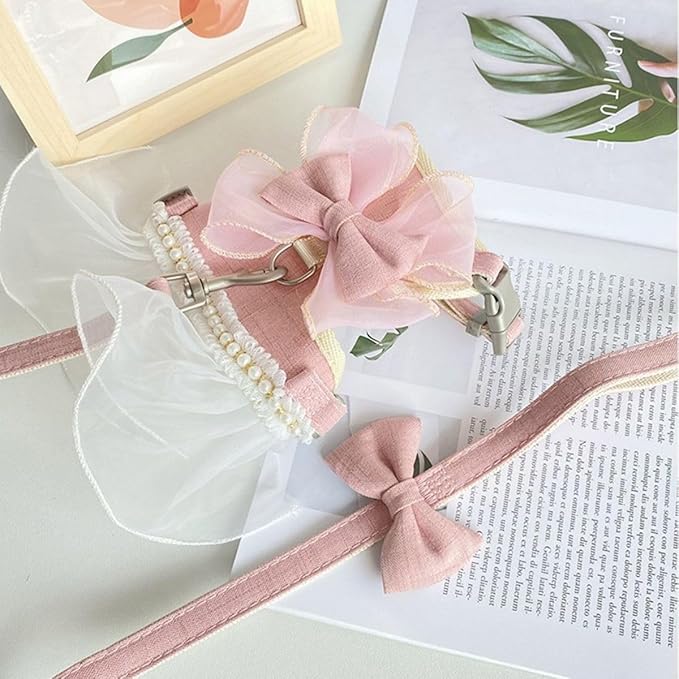 Rabbit Harness and Leash for Walking Escape Proof - Cute Skirt Mesh Breathable Bunny Vest Harness Outdoor Camping Hiking Training - Also Suit for Small Animals (Blue,M)