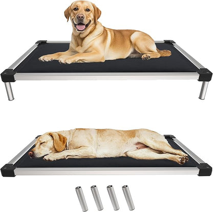 FXW TitanNest Chew-Proof Elevated Dog Bed, Raised Cot for Indoor/Outdoor/Camping Use, Durable & Washable Padded Pet Bed for Extra-Large Dogs, 56.0" L x 31.0" W x 7.3" H, Black