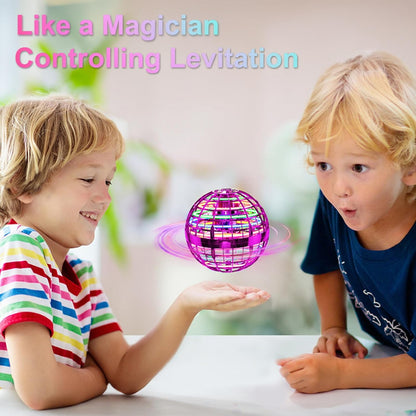 Flying Orb Ball (Pink, 2025 Upgraded) with Dazzling Lights, Magic Hover Spinner, Boomerang Drone, Floating Cosmic Globe, Kids Outdoor Toys for 6 7 8 9 10 Year Old Boys Girls