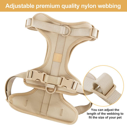 No Pull Lightweight Dog Harness: Adjustable Durable Breathable Mesh Pet Vest Harness with Soft & Comfortable Cushion, for Small Medium Large Dogs (L, Sand Color)