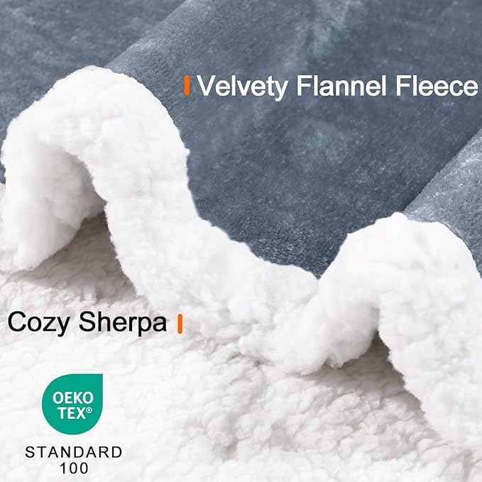 Smiry Waterproof Blanket Throw for Large Dogs, Soft Reversible Dog Blanket for Sofa Couch Bed, Washable Leakproof Sherpa Fleece Furniture Couch Cover Protector(30"x40", Grey/White)