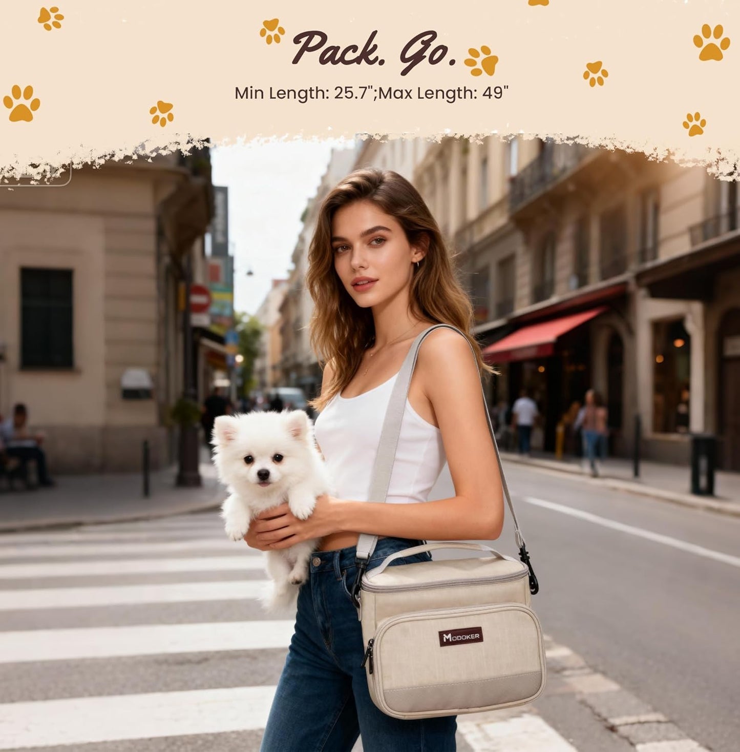 Modoker All-in-One Dog Travel Bag Airline Approved Pet Cat Tote Organizer for Weekend Trips, 2 Bowls, 2 Food Containers & Feeding Mat