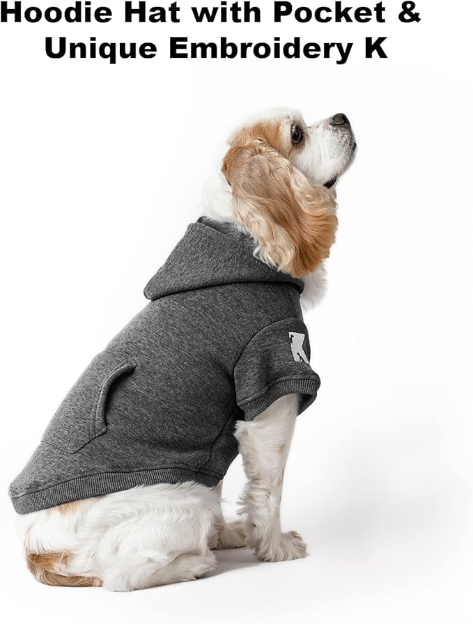 Koneseve Dog Hoodie Fleece Puppy Clothes Warm Sweater with Hat for Small Dogs Cat Hooded Shirt Kitten Pet Basic Hoodies Sweatshirt with Pocket Doggie Soft Winter Coat Apparel (Grey; M)