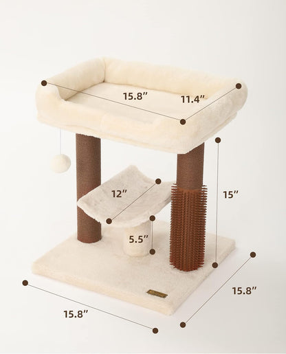 Hoopet cat Tree Tower,cat Scratching Post for Indoor Cats,Featuring with Super Cozy Perch,Cat Self Groomer and Interactive Dangling Ball Great for Kittens and Cats